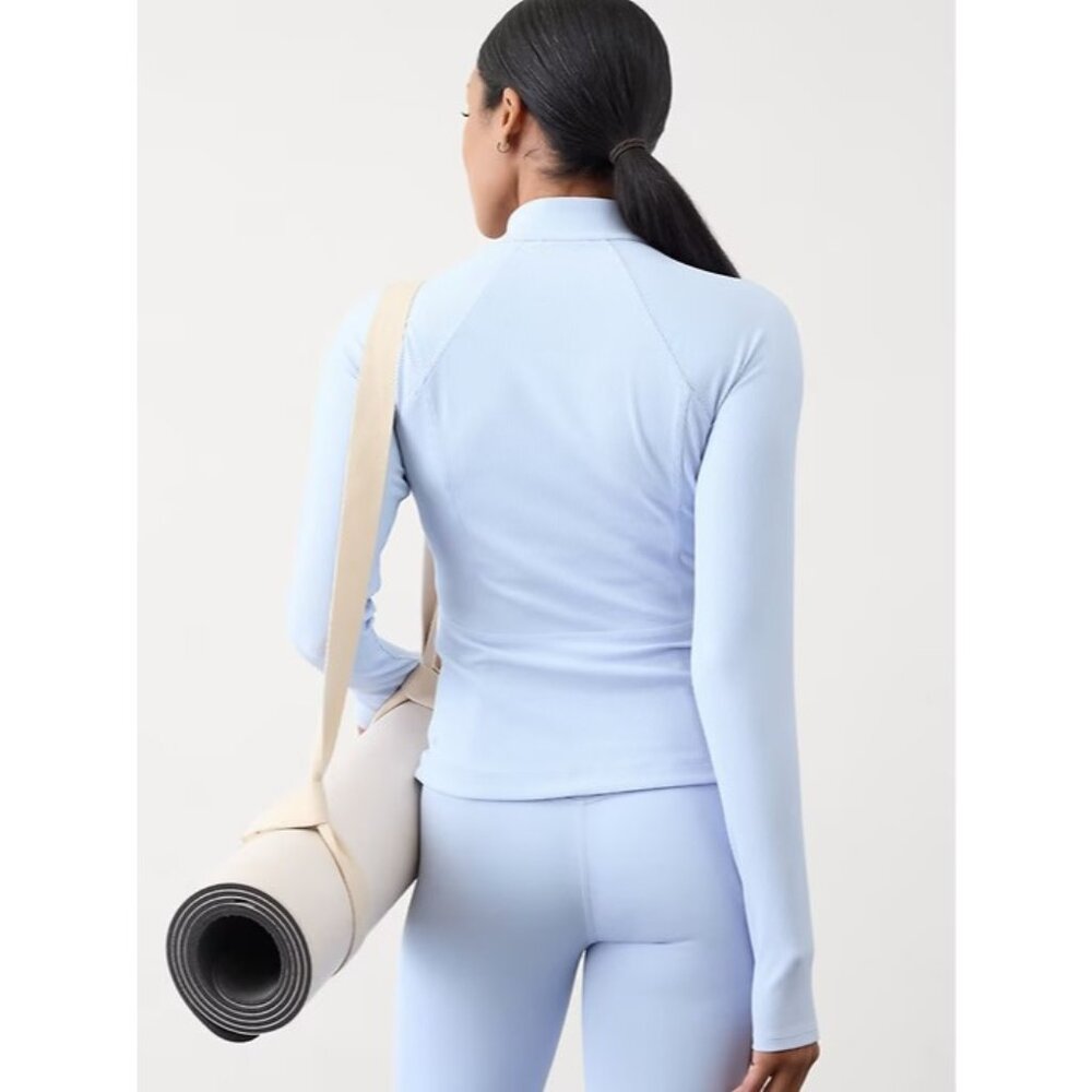 Athleta M Salutation Ribbed Jacket III Gossamer Blue Rib Medium Regular - Picture 2 of 6